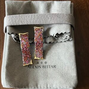 Alexis Bittar Solanales Wave Pink and Gold Mosaic Earrings